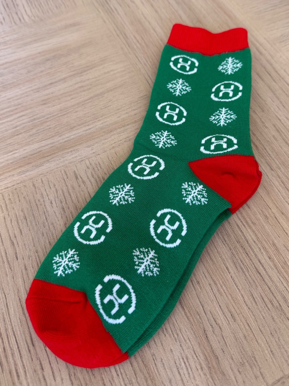 Upper House Hotel Chain Holiday Christmas Green, Red, White, UH Branded Sock NEW